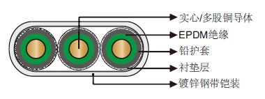 400℉/204℃ EPDM绝缘铅护套扁平潜油泵电缆