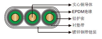 450℉/232℃ EPDM绝缘铅护套扁平潜油泵电缆