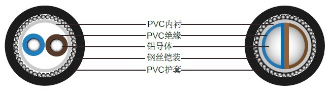 BS6346两芯600/1000V实心铝导体电缆